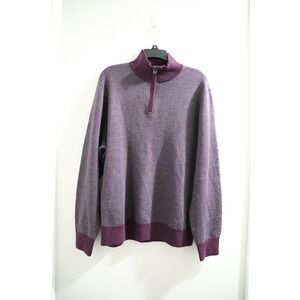 Bonobos Slim XL Purple Herringbone 1/4 Zip Pullover Sweater Menswear